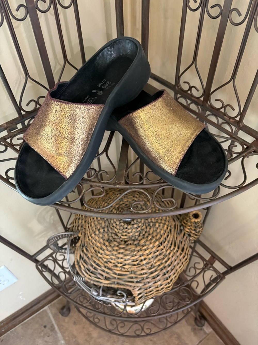 Birkenstock Metallic Bronze Tatami Sandals.